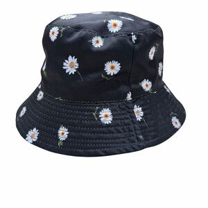 Floral Black Bucket Hat (adult size)